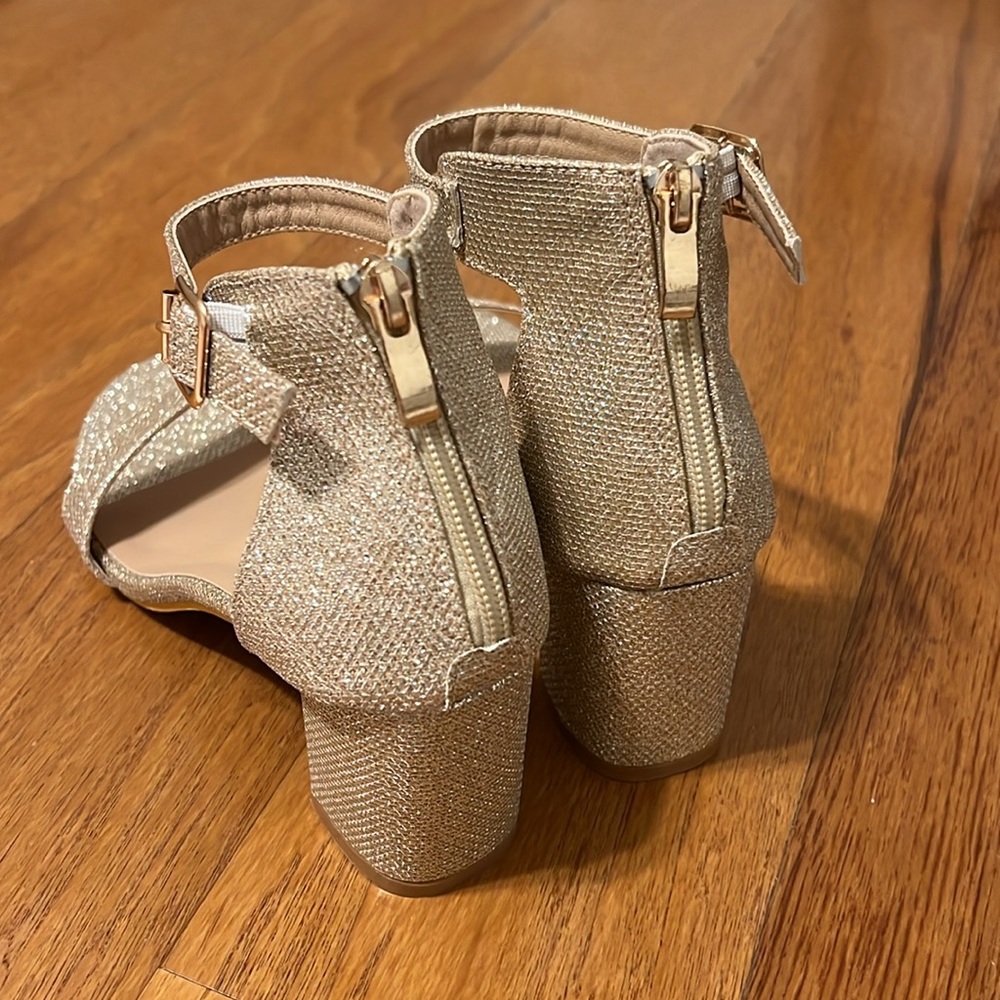 Glitter Chunky Ankle Strap Sandals - Picture 6 of 7